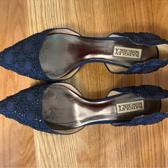 Badgley Mischka Midnight Blue Embellished Heels - Picture 1 of 6